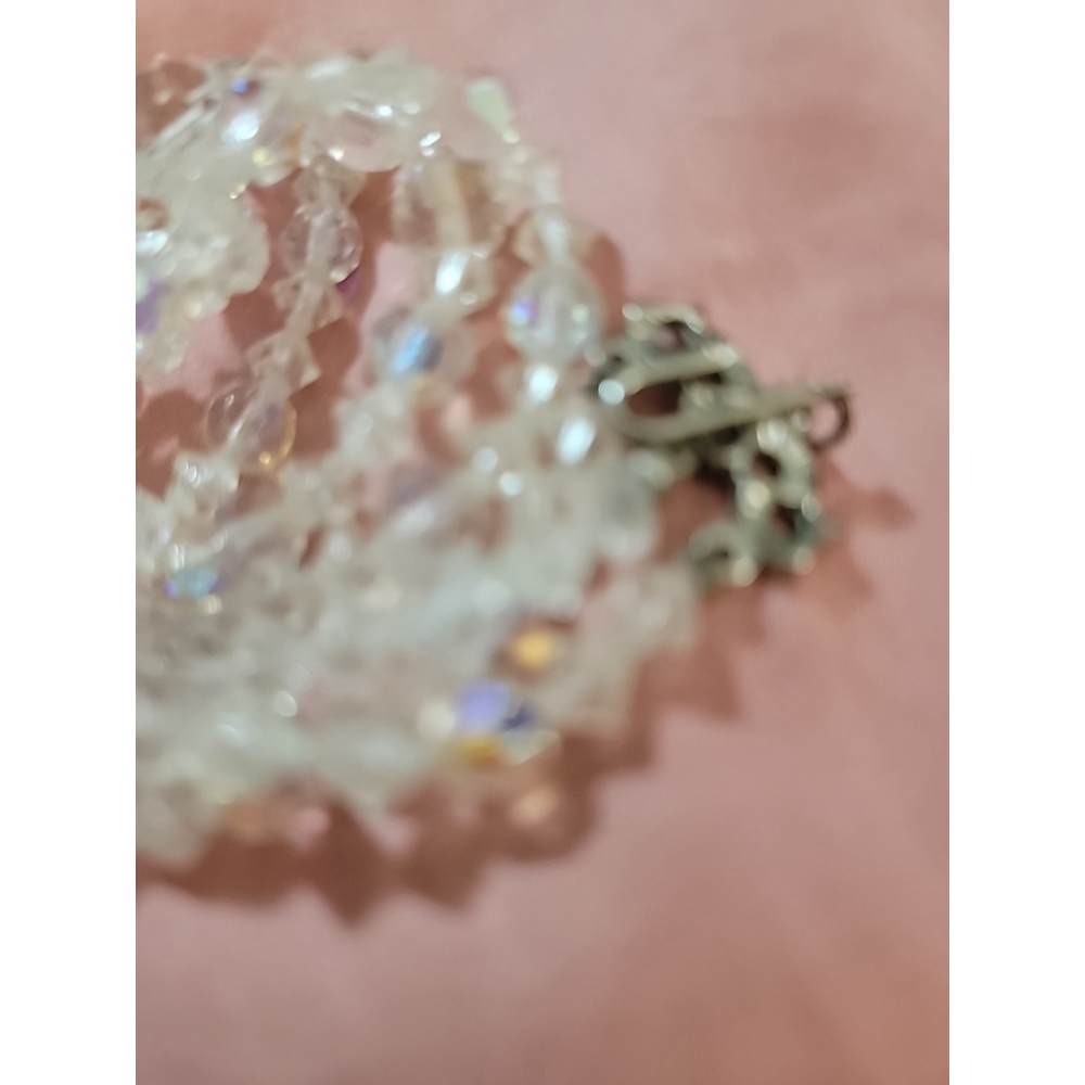 Vintage Aurora Borealis AB Faceted Crystal Glass Necklace Multi-strand Stunning - Picture 7 of 7